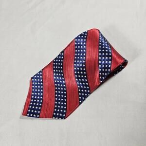 American Traditions Silk 4" Red White & Blue Stars And Stripes Flag Tie USA Made